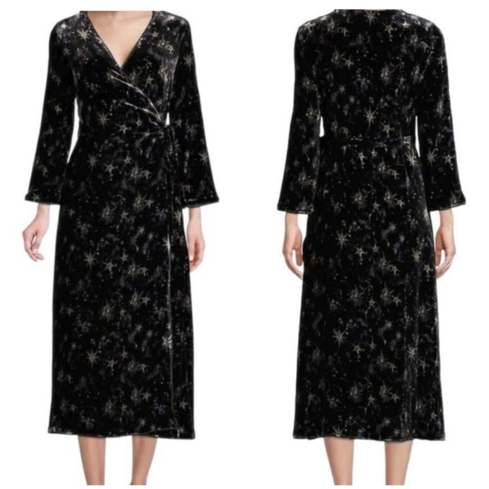 Johnny Was star velvet wrap dress